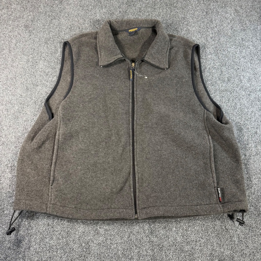 Woolrich Mens Polartec Fleece Vest Gray Full Zip‎ Adjustable Hem 2XL 17153